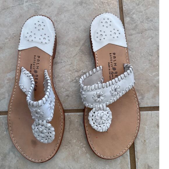 Palm Beach Sandals Women's Size 8 White Luxe-Crafted Leather Thong Flats - Picture 5 of 8